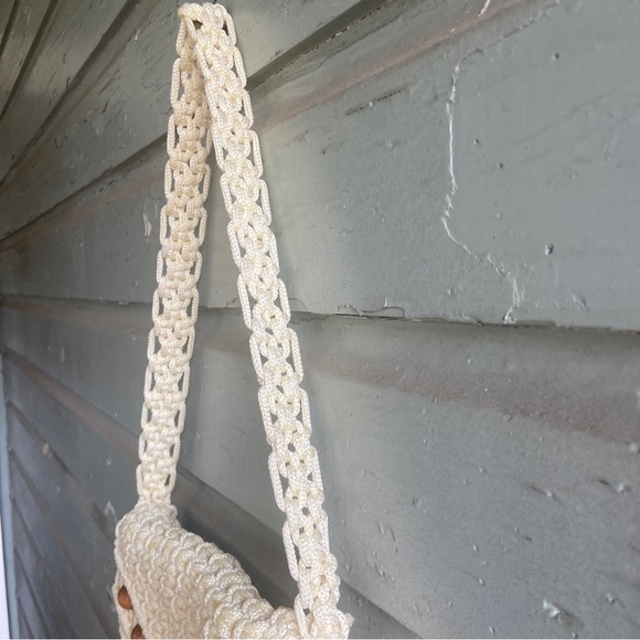 vintage Beaded Handmade Lined Macramae Envelope Purse, 1970’ - Picture 3 of 8